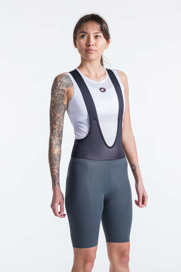 Women's Charcoal Cycling Bibs - Flyte Front View