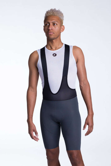 Men's Charcoal Cycling Bibs- Flyte Front View