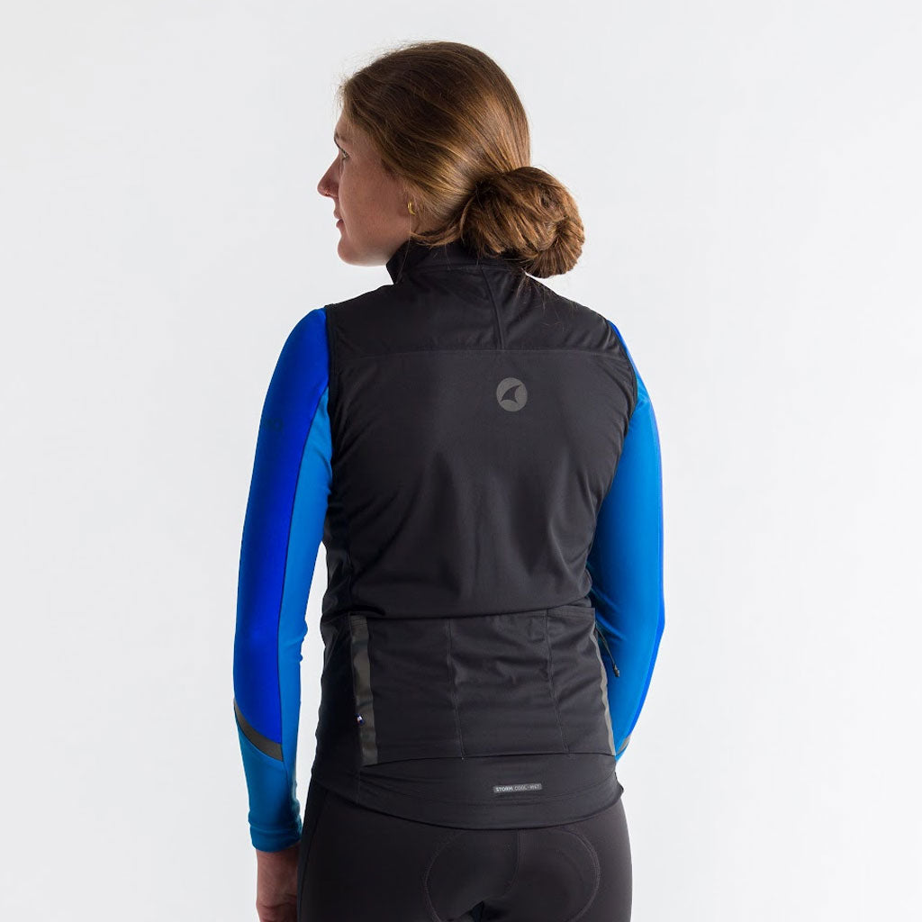Womens Black Cycling Vest - Storm+ On Body Back View 