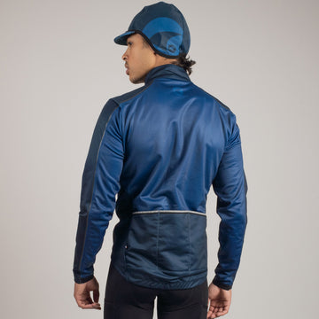 Men's Thermal Cycling Jacket - On Body Back View #color_navy
